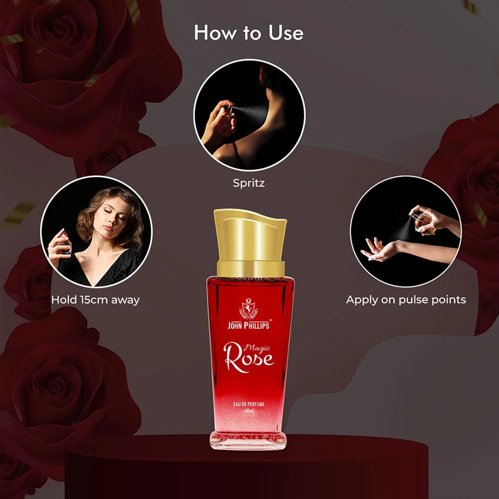 John Phillips Magic Rose & Attarful Eau De Parfum 60ml 2 Fl.oz. Each Pack Of 2 For Unisex - Image 5