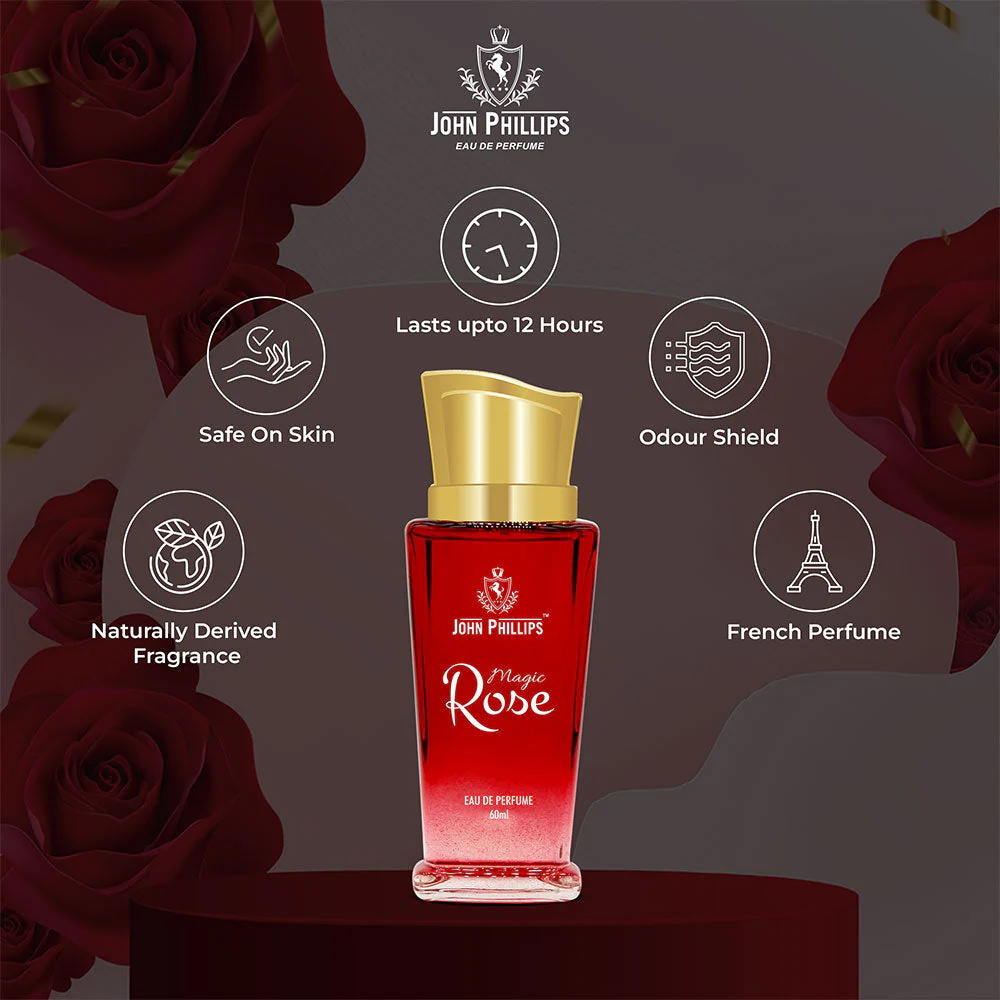 John Phillips Magic Rose Daily Wear Casual Eau De French Perfume 60ml 2 Fl.oz. | Unisex Gulab Fragrance For Morning , Travel & Date - Image 5