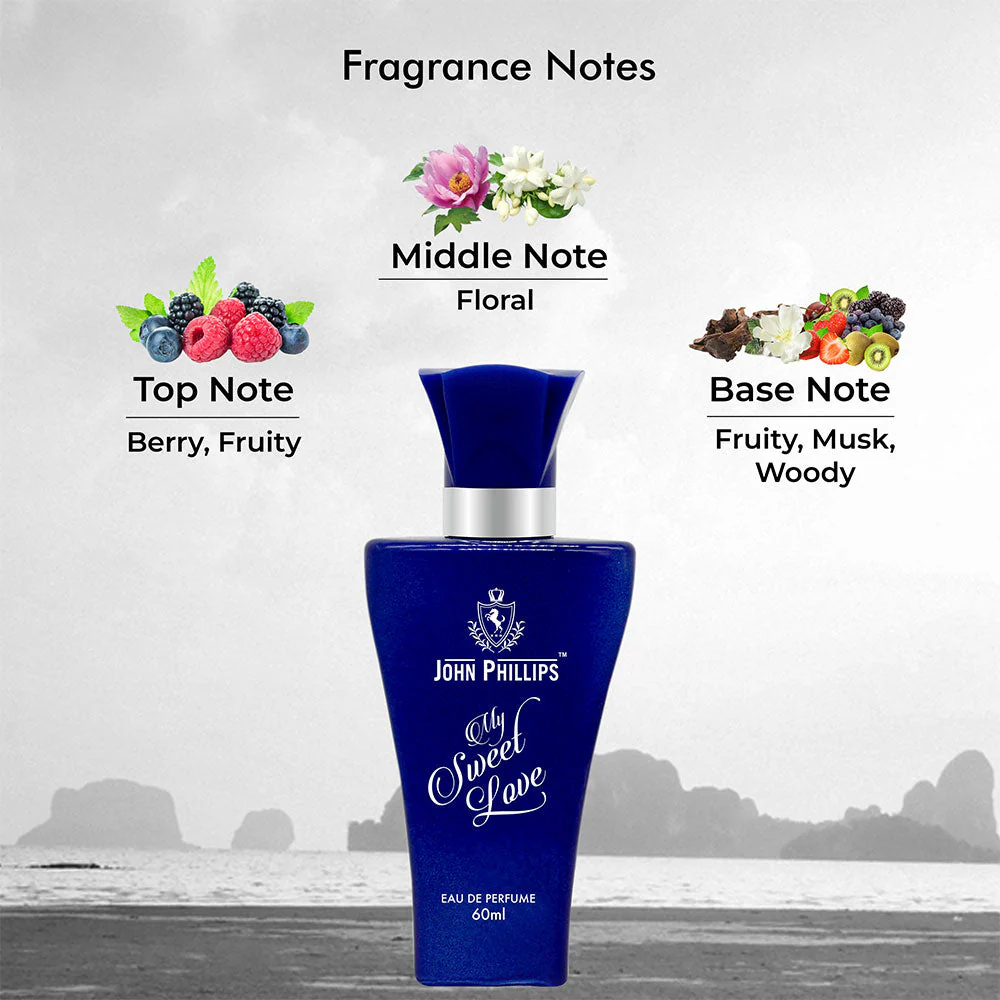 John Phillips My Sweet Love 60ml 2 Fl.oz. & Water Drops Eau De Parfum 125ml 4.2 Fl.oz. | Long Lasting Fragrance For Unisex - Image 4