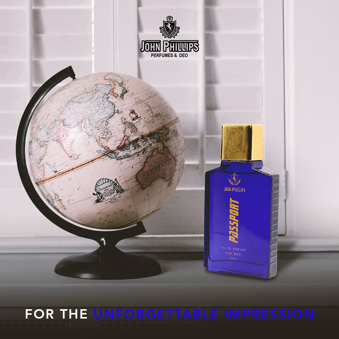 John Phillips Passport Eau De Parfum 100ml 3.4 Fl.oz. & Phantom No Gas Deodrant 150ml 5 Fl.oz. | Gift Set For Men - Image 4