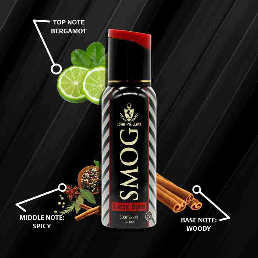 John Phillips Smog Classic Black Deodorant 120 Ml 4 Fl.oz. & Wildcraft Perfume 100 Ml 3.4 Fl.oz. | Combo Of 2 For Men - Image 4