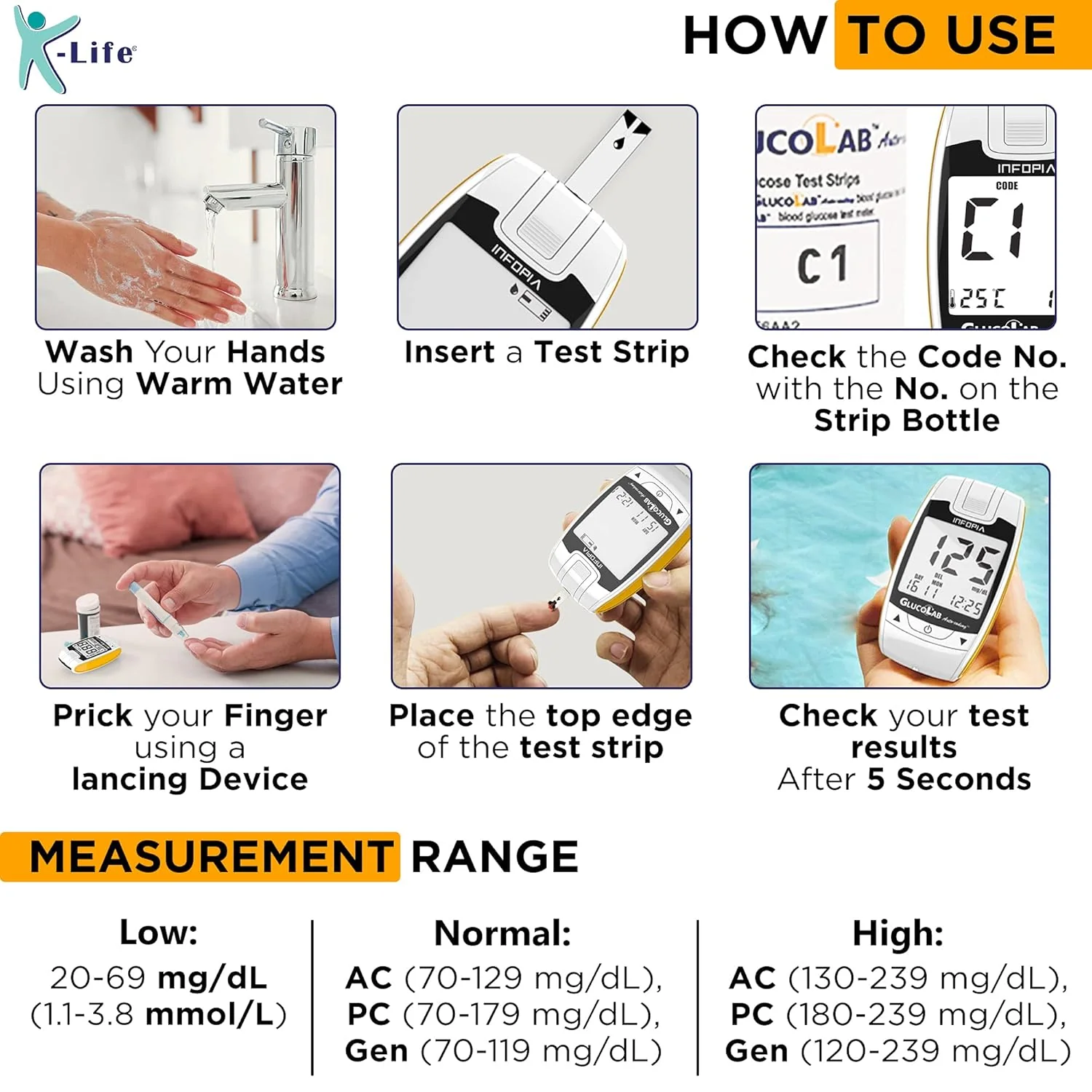 K-Life Gluco Lab Fully Automatic Blood Glucose Sugar Testing Machine With 50 Strips (White) - Image 3