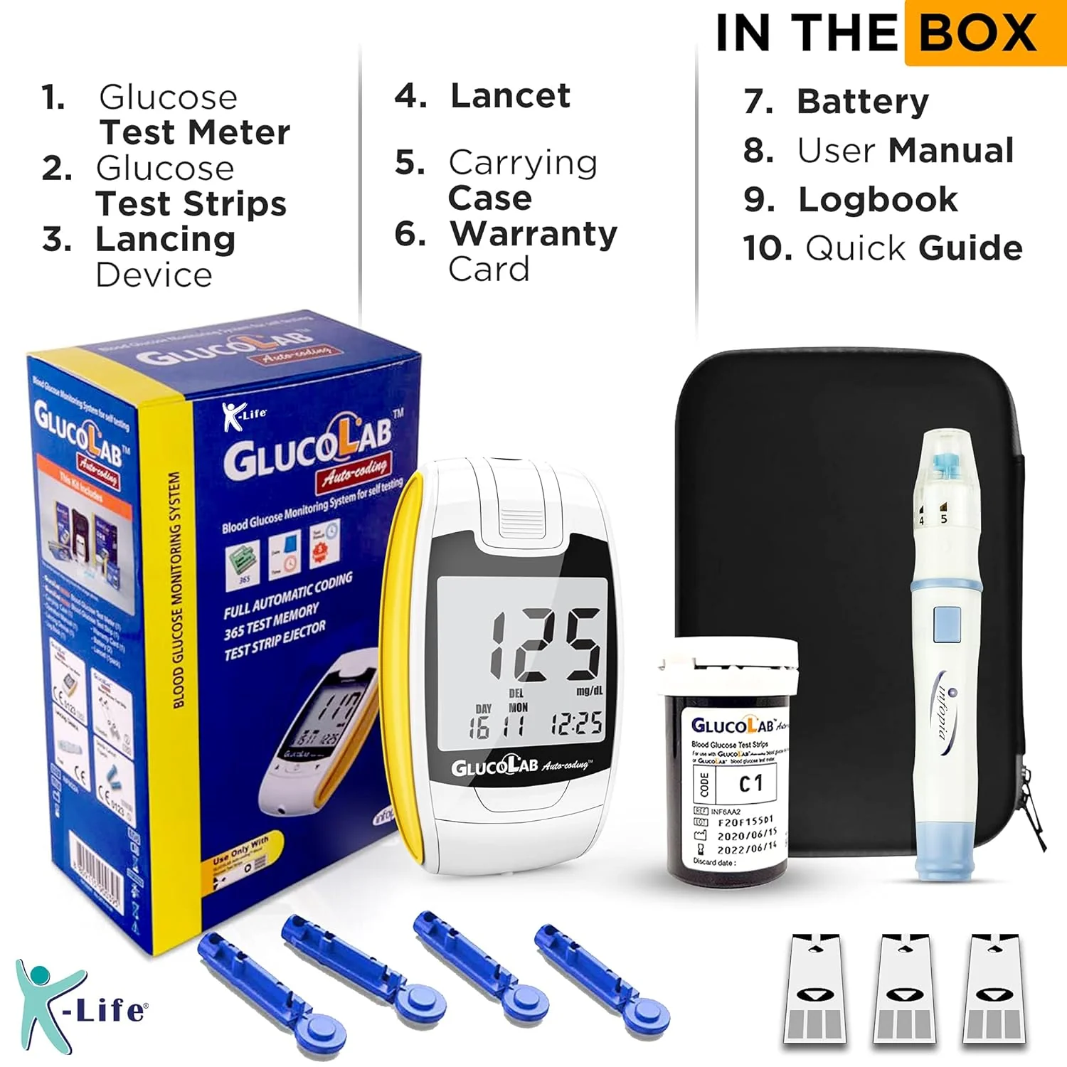 K-Life Gluco Lab Fully Automatic Blood Glucose Sugar Testing Machine With 50 Strips (White) - Image 6