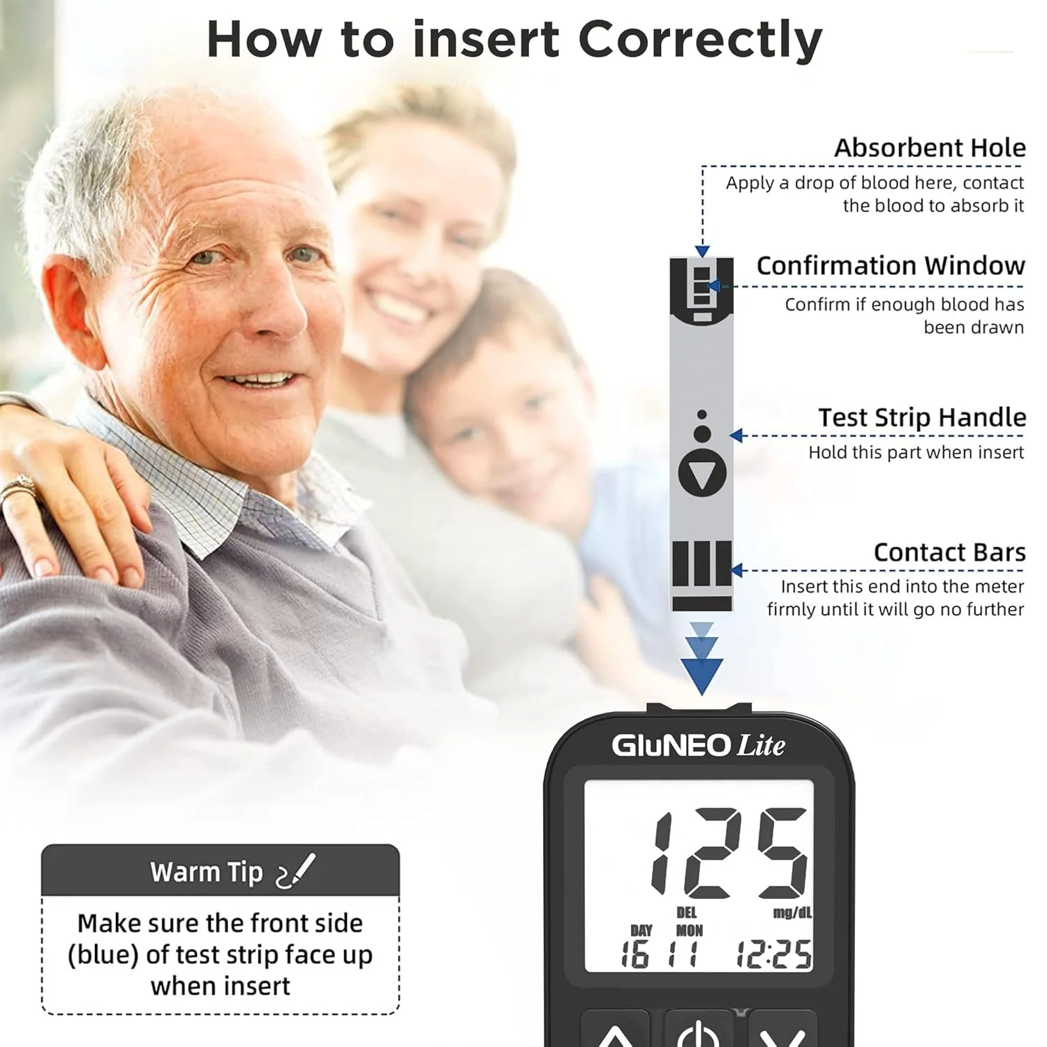 K-Life Gluneo Lite Blood Glucose Sugar Testing Strips + Glucose Test Meter - 50 Strips - Image 4