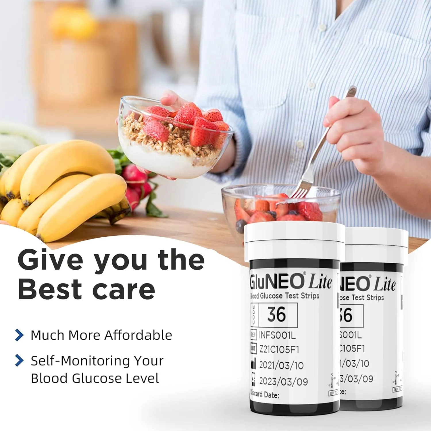 K-Life Gluneo Lite Blood Glucose Sugar Testing Strips + Glucose Test Meter - 50 Strips - Image 6