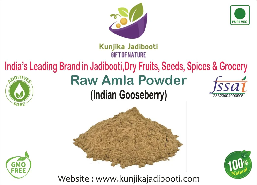 Kunjika Jadibooti Amla Powder, Gooseberry Powder, Amla Churna Powder, Herbal Immunity Booster | 100gm 0.2lbs - Image 2