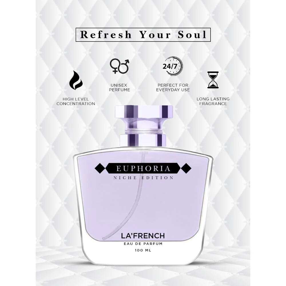 La French Euphoria Eau De Perfume 100ml 3.4 Fl.oz. | Long Lasting & Sensuous Fragrance For Unisex - Image 4