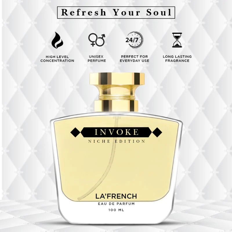 La French Invoke Eau De Perfume 100ml 3.4 Fl.oz. | Long Lasting & Unisex Fragrance | Perfect For Everyday Use - Image 4