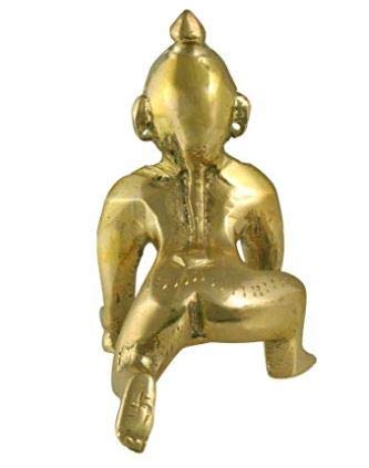 Laddoo Gopal Brass Idol, Bal Gopal, Thakur Ji, Golden, Brass - Medium, Size No.4, Petal Baby Krishna Statue, Home Décor, Religious, Janmashtami Special For Home Temple