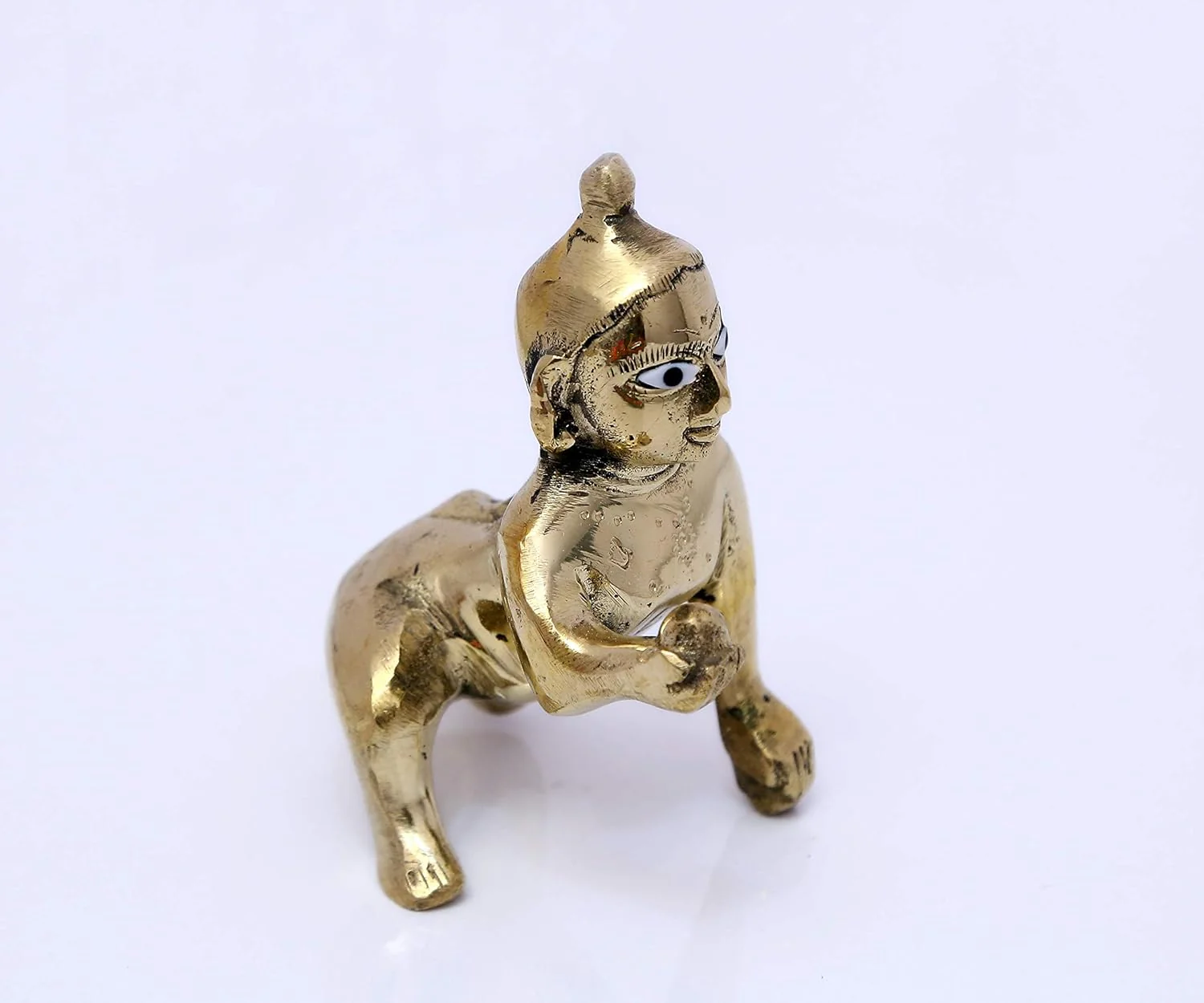 Laddu Gopal Brass Idol, Bal Gopal, Thakur Ji Idol, Gold, Brass, Idol - 2 Inch, Petal Murti, Janmashtami Special for Home Temple, Made Of Pure Brass, Handmade Statue, All Occasion