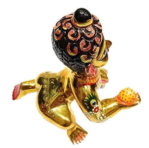 Laddu Gopal Brass Murti, Bal Gopal Ji, Hand Paint Idol, Gold, Brass, Size No.1, For Daily Pooja & Janmashtami Festival, All Occasion, God Statue - Image 3