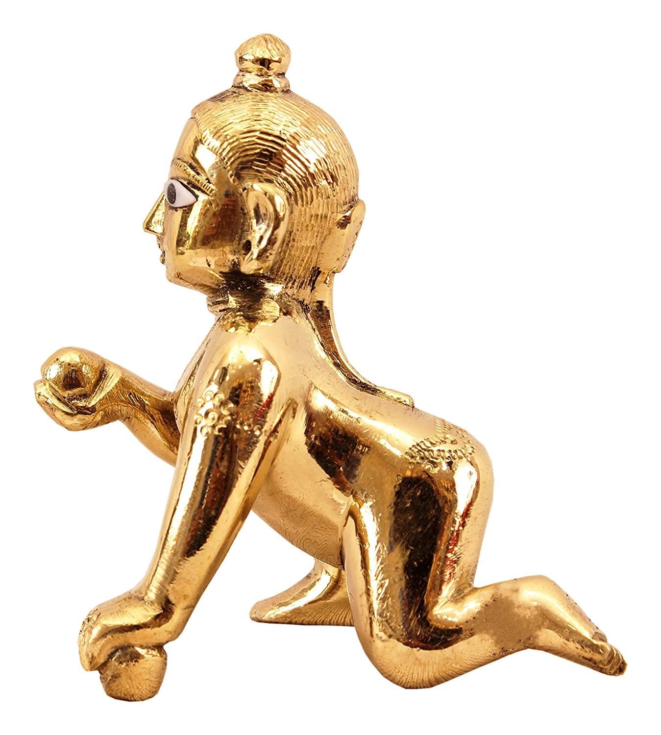 Laddu Gopal God Idol | Metal Bal Gopal Ji Murti, Metal, Gold Idol - Size No.2, Baby Krishna Statue, God Kanhaiya, Made In Vrindavan, Daily Worship, Special Occasions Little Krishna Statue - Image 3