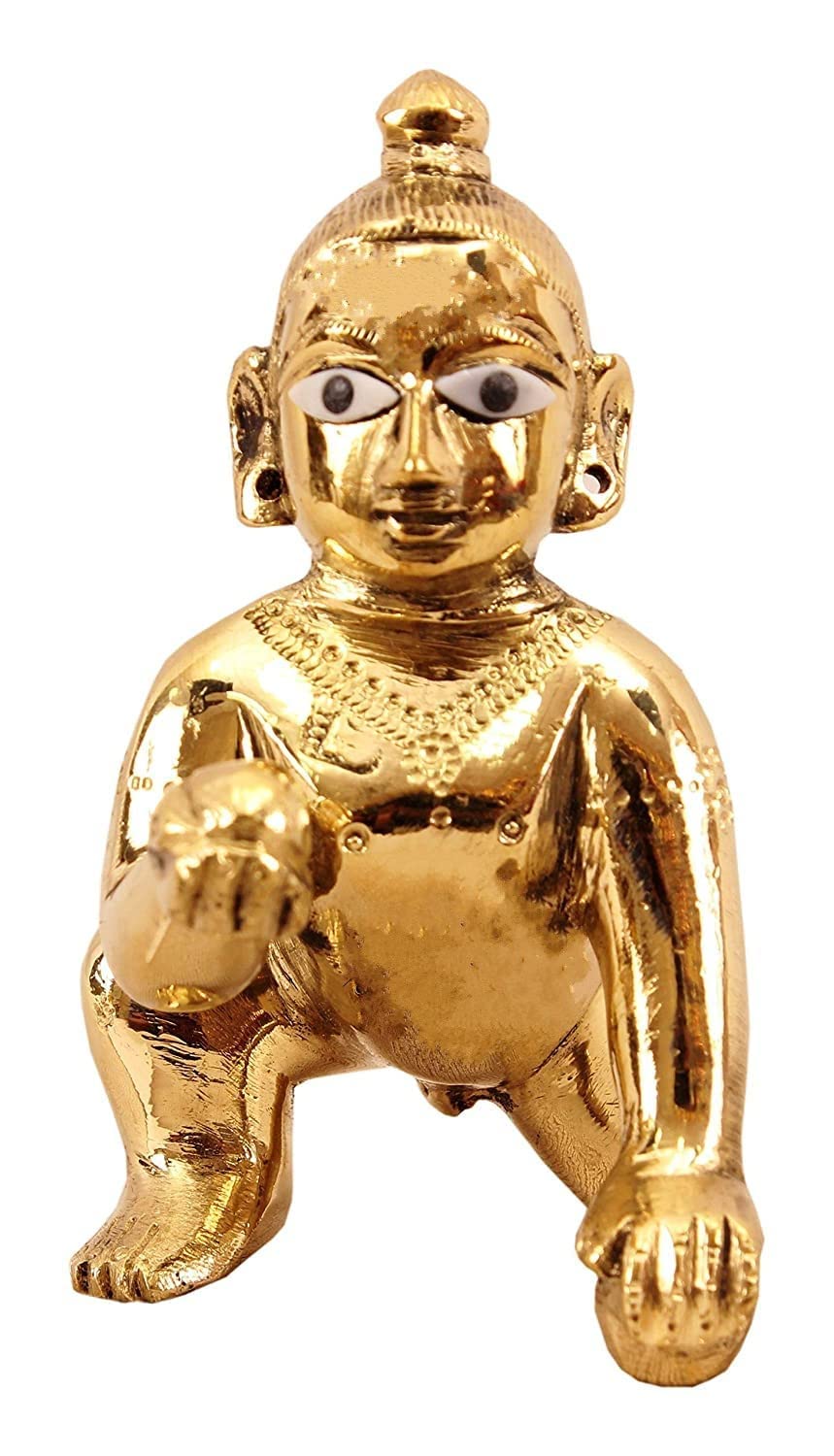 Laddu Gopal God Idol | Metal Bal Gopal Ji Murti, Metal, Gold Idol - Size No.3, Baby Krishna Statue, God Kanhaiya, Made In Vrindavan, Daily Worship, Special Occasions Little Krishna Statue