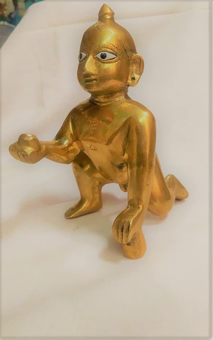 Laddu Gopal God Idol, Thakur Ji, Bal Gopal Ji Statue, Gold, Brass, Size - No.4, Religious, All Occasions & Festivals Idol - Image 2
