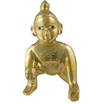 Laddu Gopal Idol, Baby Krishna Murti, Golden, Brass, Pital Murti, Size - Medium, Special Occasion, Handmade, Thakur Ji Statue, Specially Designs For Janmashtami Festivals - Image 2