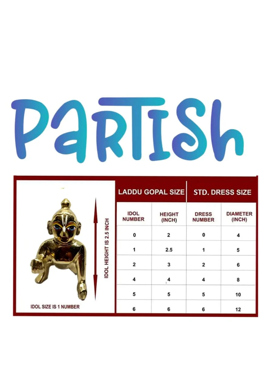 Laddu Gopal Idol With Heavy Dress, All Accessories, Brass, Gold Idol - Size No.4, Thakur Ji Murti, Occasion & Festivals, Janmashtami Specials, Bal Gopal Statue, Baby Krishna Idol - Image 5