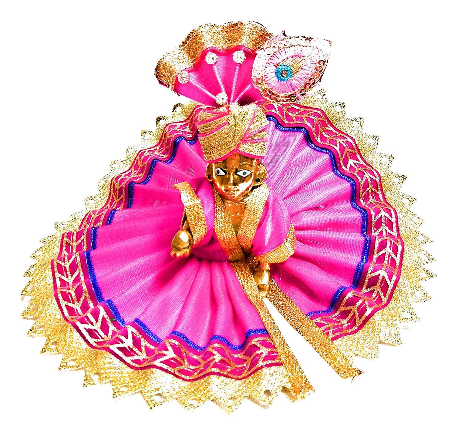 Laddu Gopal Statue, Bal Gopal Thakur Ji Idol, Gold, Brass - Medium, Size No.4, Golden Handmade Idol, Petal Murti With Dress, God Shree Krishna, Made Of Brass, Kanha Ji, Little Krishna Idol - Image 2