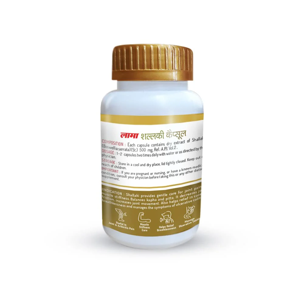 Lama Shallaki Capsule Boswellia Serrata With Pure Natural Extracts Of Shallaki 500mg, Promotes Natural Healing And Helps To Maintain Skin Health | 60 Vegetarian Capsules 100gm 0.2lbs - Image 2