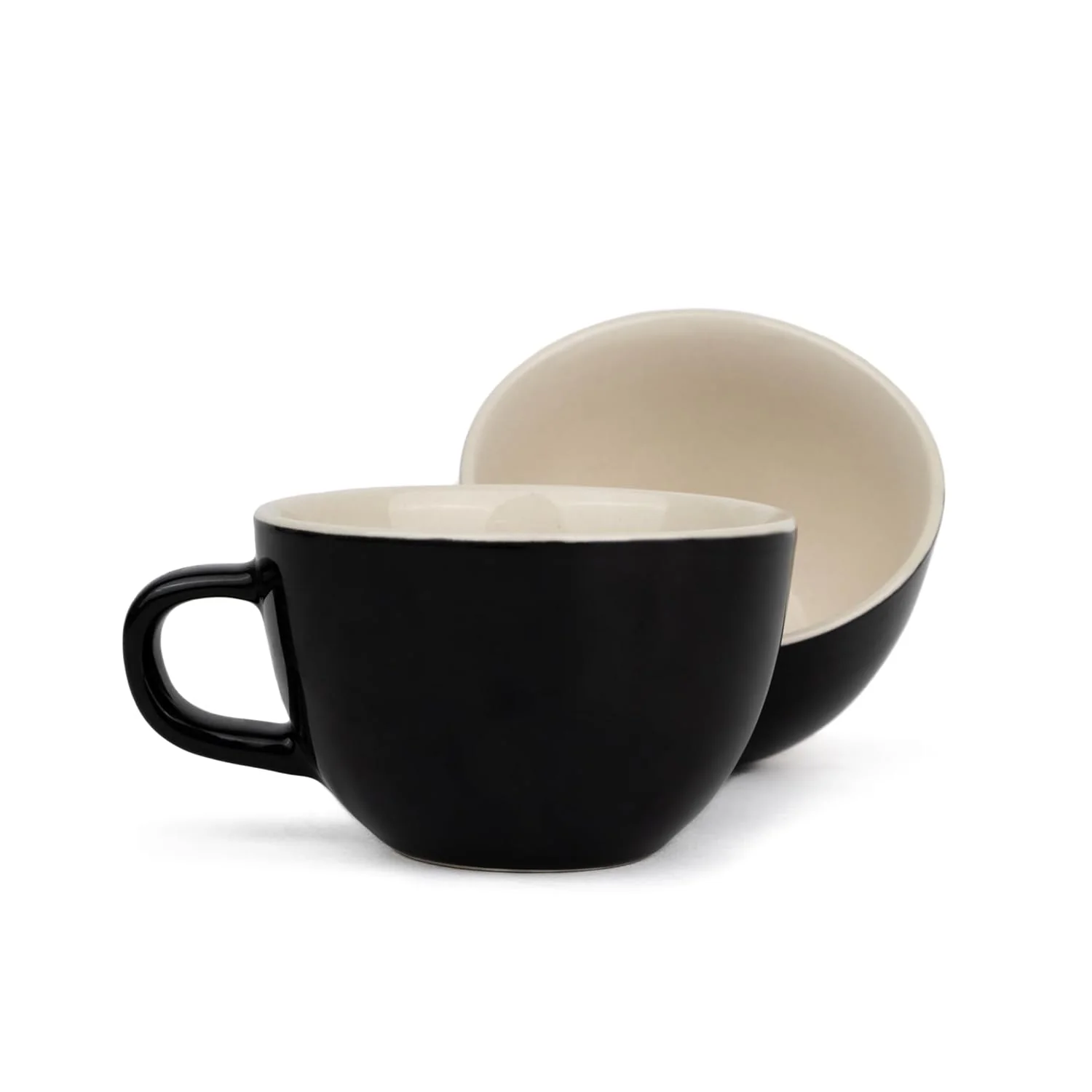 Large Ceramic Coffee Cup Set Of 2 - Black, 300ml Each | Cappuccino Cup With Glossy Finish - Large Ceramic Coffee Cup | Premium Stoneware Coffee Cup - Microwave Safe - Image 2