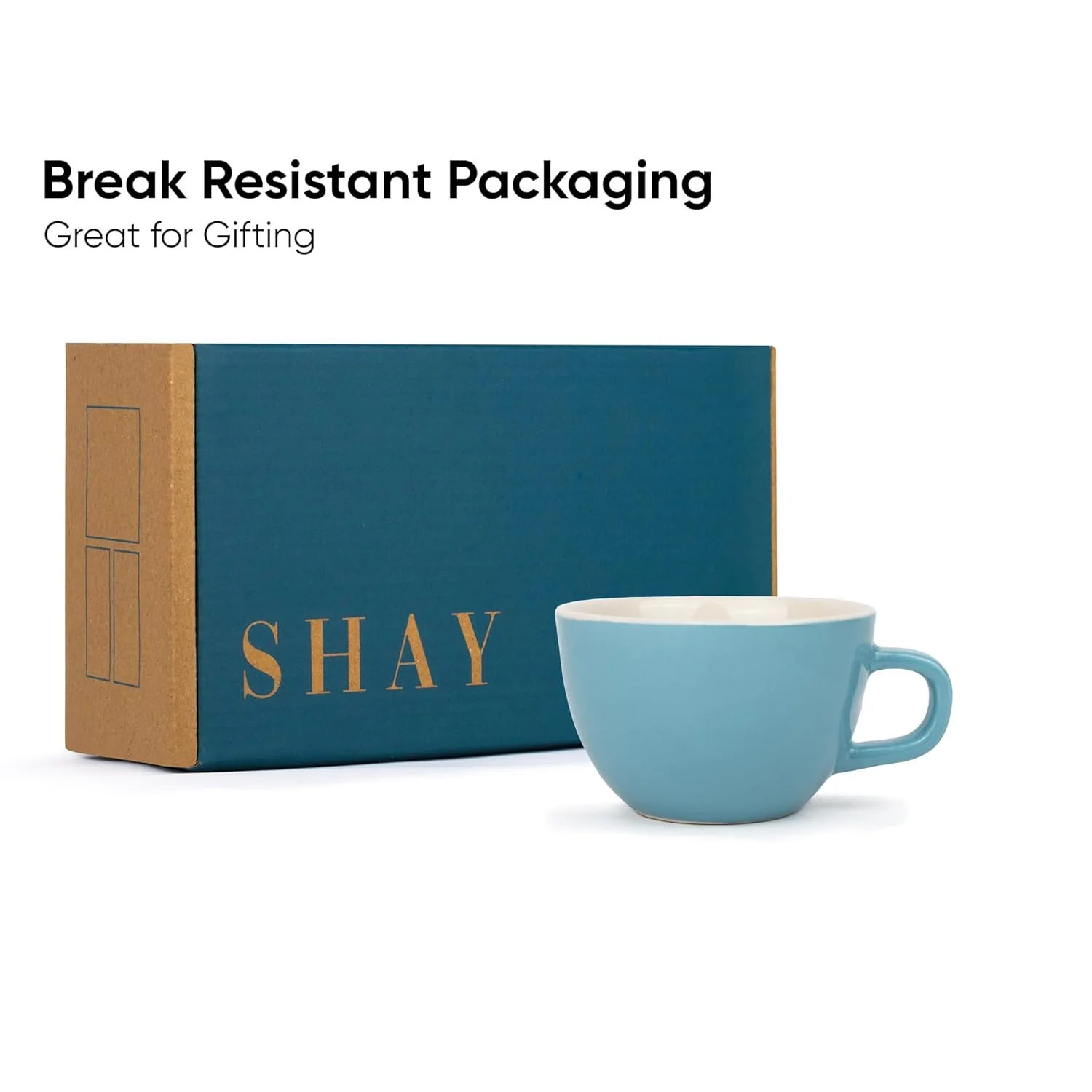 Large Ceramic Coffee Cup Set Of 2 - Blue, 300ml Each | Cappuccino Cup With Glossy Finish - Large Ceramic Coffee Cup | Premium Stoneware Coffee Cup - Microwave Safe - Image 6
