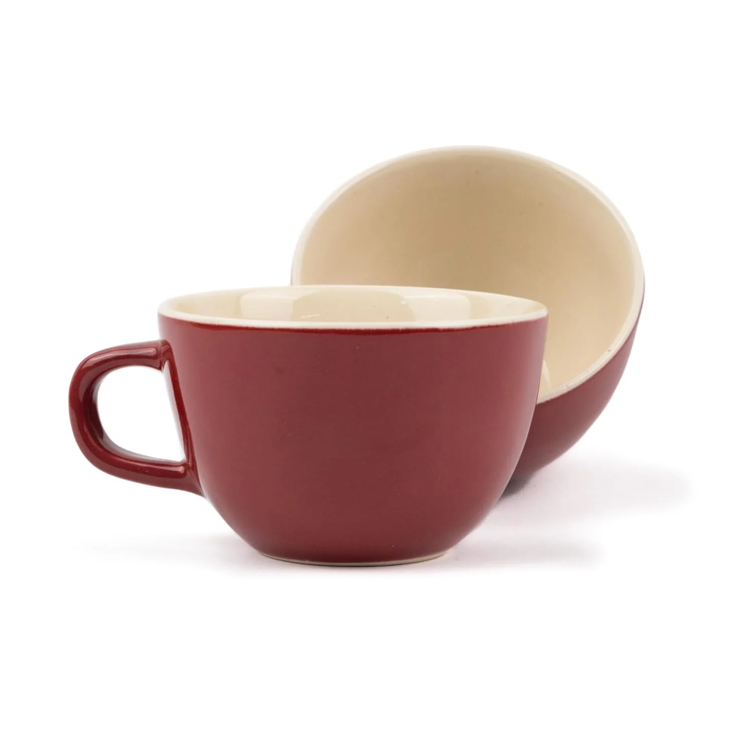 Large Ceramic Coffee Cup Set Of 2 - Burgundy, 300ml Each | Cappuccino Cup With Glossy Finish - Large Ceramic Coffee Cup | Premium Stoneware Coffee Cup - Microwave Safe - Image 2