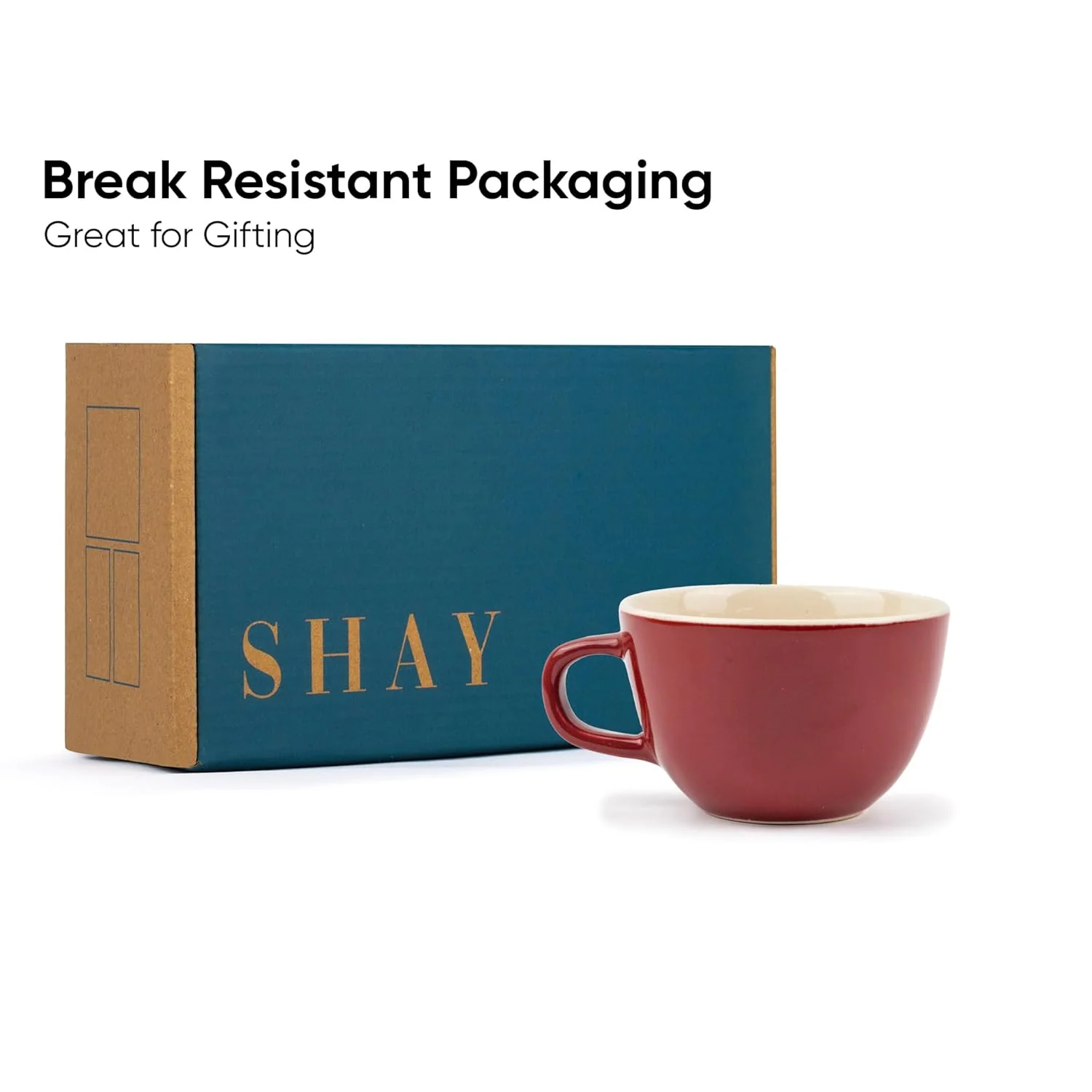 Large Ceramic Coffee Cup Set Of 2 - Burgundy, 300ml Each | Cappuccino Cup With Glossy Finish - Large Ceramic Coffee Cup | Premium Stoneware Coffee Cup - Microwave Safe - Image 5
