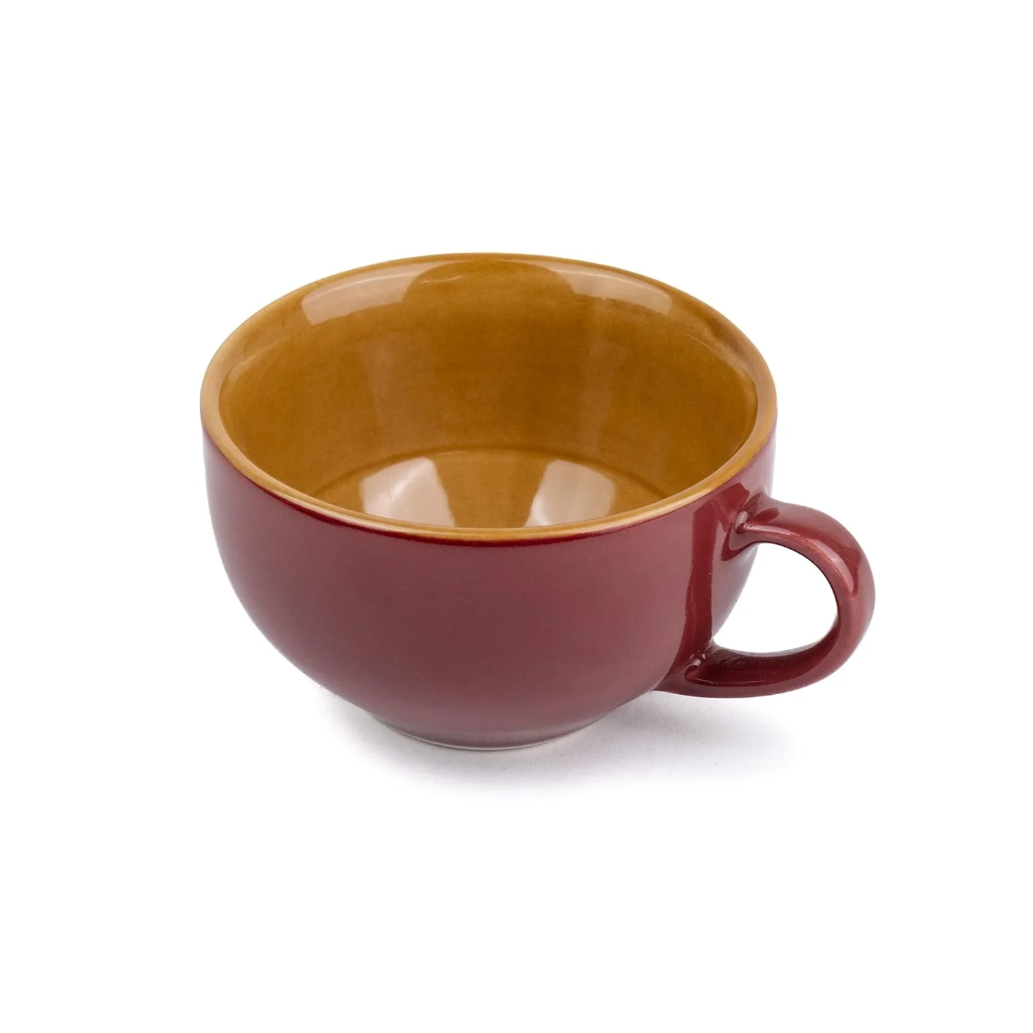 Large Ceramic Coffee Cup Set Of 2 - Burgundy, 350ml Each | Cappuccino Cup With Glossy Finish - Large Ceramic Coffee Cup | Premium Stoneware Coffee Cup | Microwave Safe - XL Cuppa - Image 6