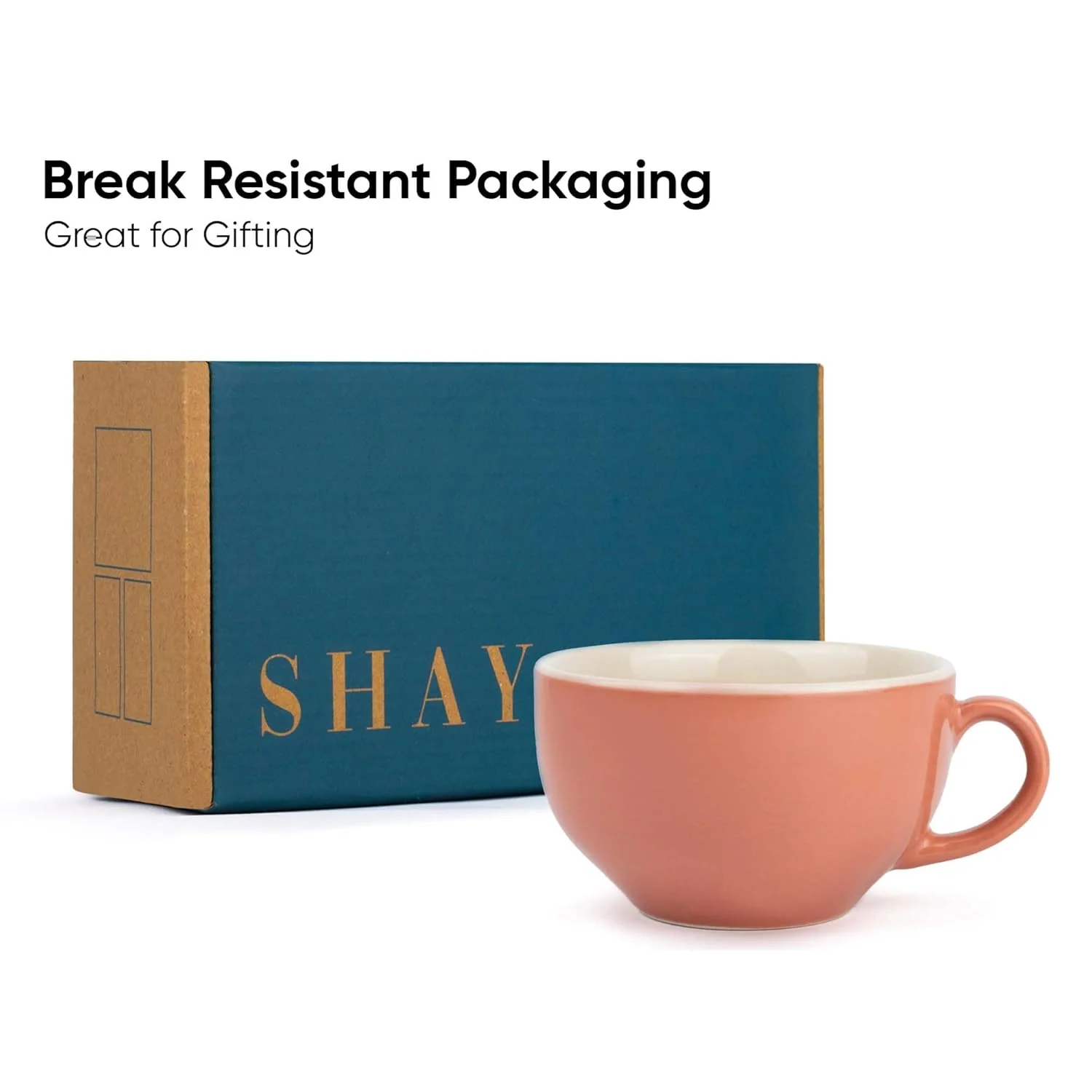 Large Ceramic Coffee Cup Set Of 2 - Pink, 350ml Each | Cappuccino Cup With Glossy Finish - Large Ceramic Coffee Cup | Premium Stoneware Coffee Cup - Microwave Safe, XL Cuppa - Image 6