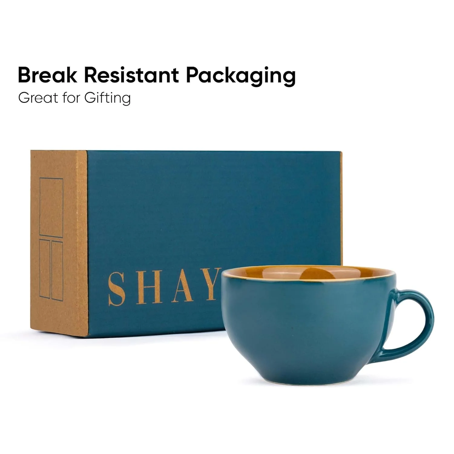 Large Ceramic Coffee Cup Set Of 2 - Teal Green, 350ml Each | Cappuccino Cup With Glossy Finish - Large Ceramic Coffee Cup | Premium Stoneware Coffee Cup - Microwave Safe, XL Cuppa - Image 6