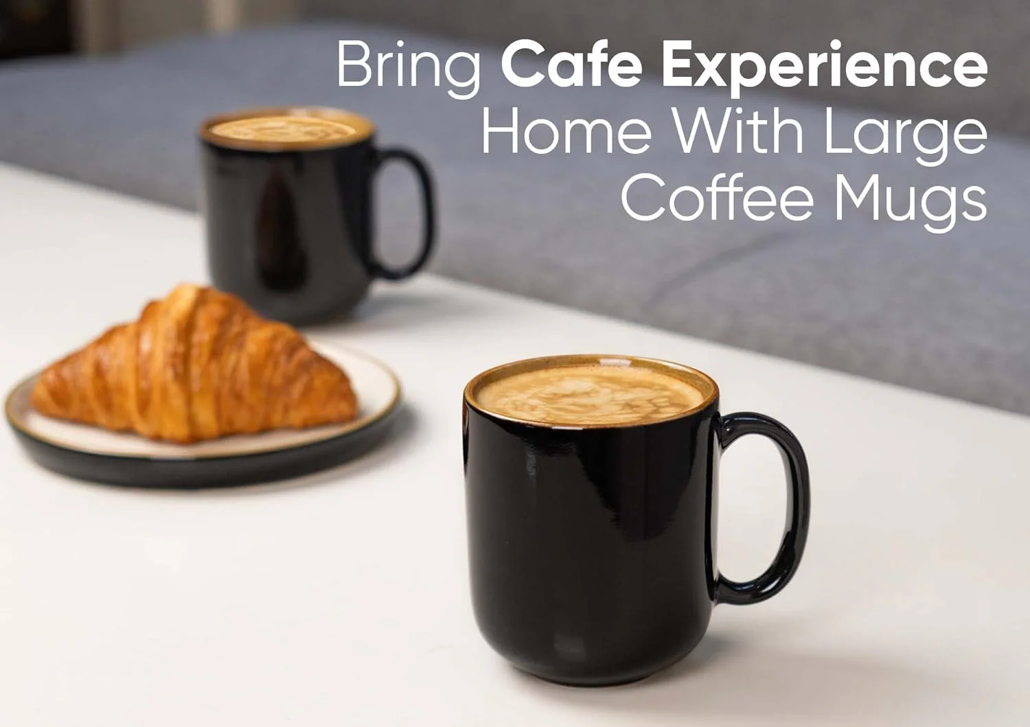 Large Ceramic Coffee Mug Set Of 2 - Black & Brown, 400ml Each | Ceramic Belly Mug, Tea Mug With Matte Finish - Mug For Coffee | Ceramic Coffee Mug - Microwave Safe & Dishwasher Safe - Image 4