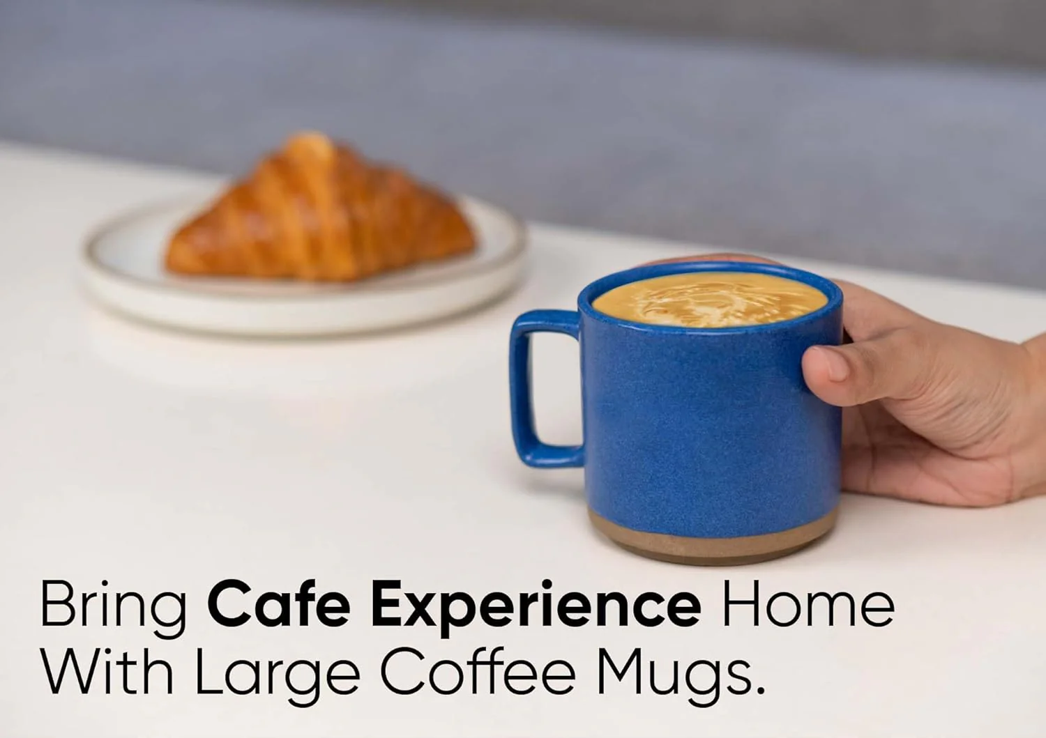 Large Ceramic Coffee Mug Set Of 2 - Blue, 350ml Each | Ceramic Japandi Mug, Tea Mug With Matte Finish - Mug For Coffee | Ceramic Coffee Mug - Microwave Safe & Dishwasher Safe - Image 4