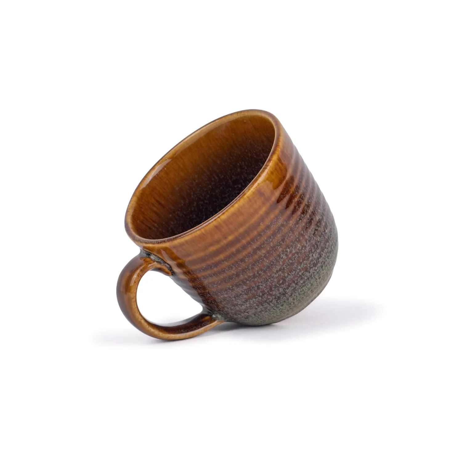 Large Ceramic Coffee Mug Set Of 2 - Brown, 400ml Each | Ceramic Ribbed Mug With Glossy Finish - Mug For Coffee | Ceramic Coffee Mug - Coffee Cup | Microwave Safe & Dishwasher Safe - Image 2