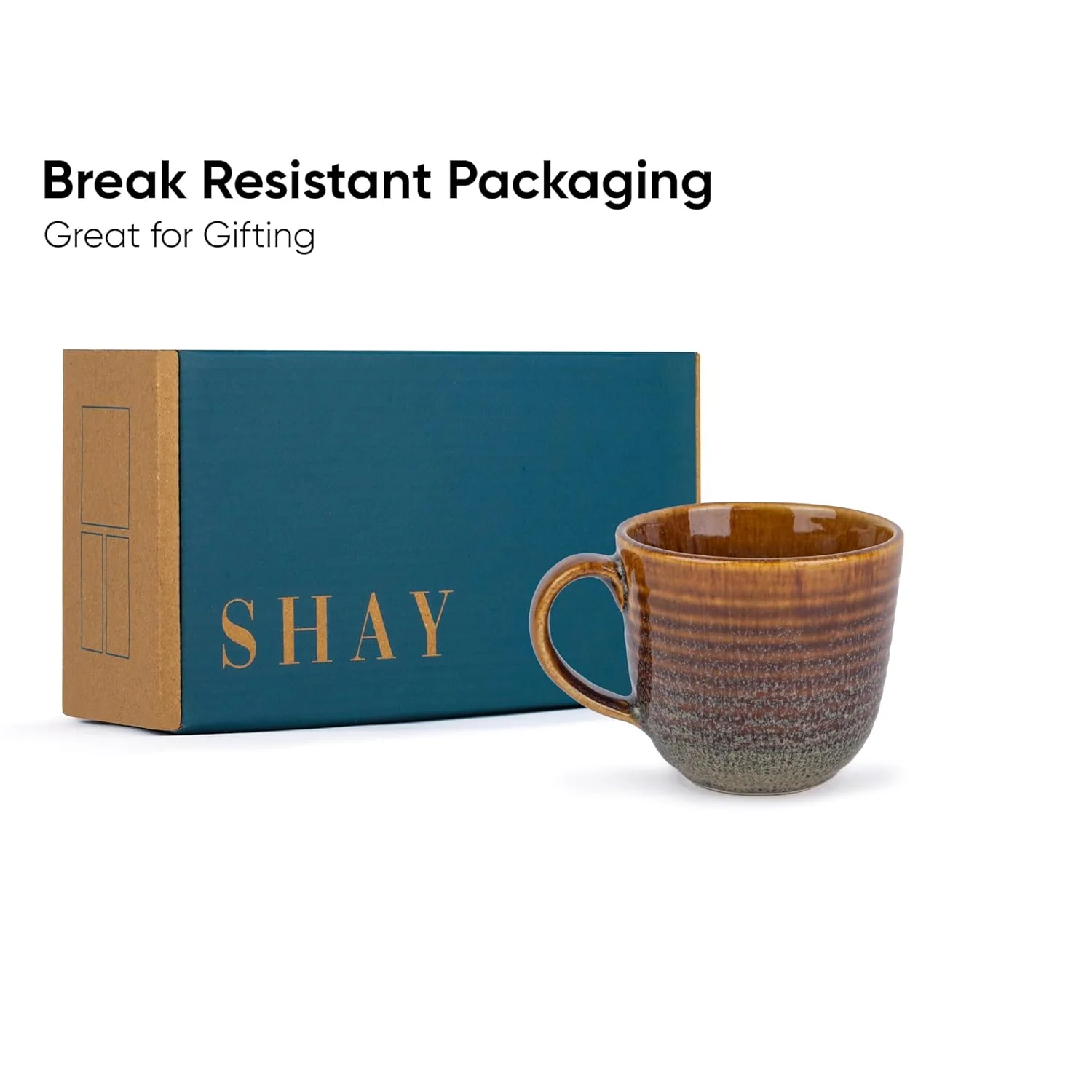 Large Ceramic Coffee Mug Set Of 2 - Brown, 400ml Each | Ceramic Ribbed Mug With Glossy Finish - Mug For Coffee | Ceramic Coffee Mug - Coffee Cup | Microwave Safe & Dishwasher Safe - Image 6