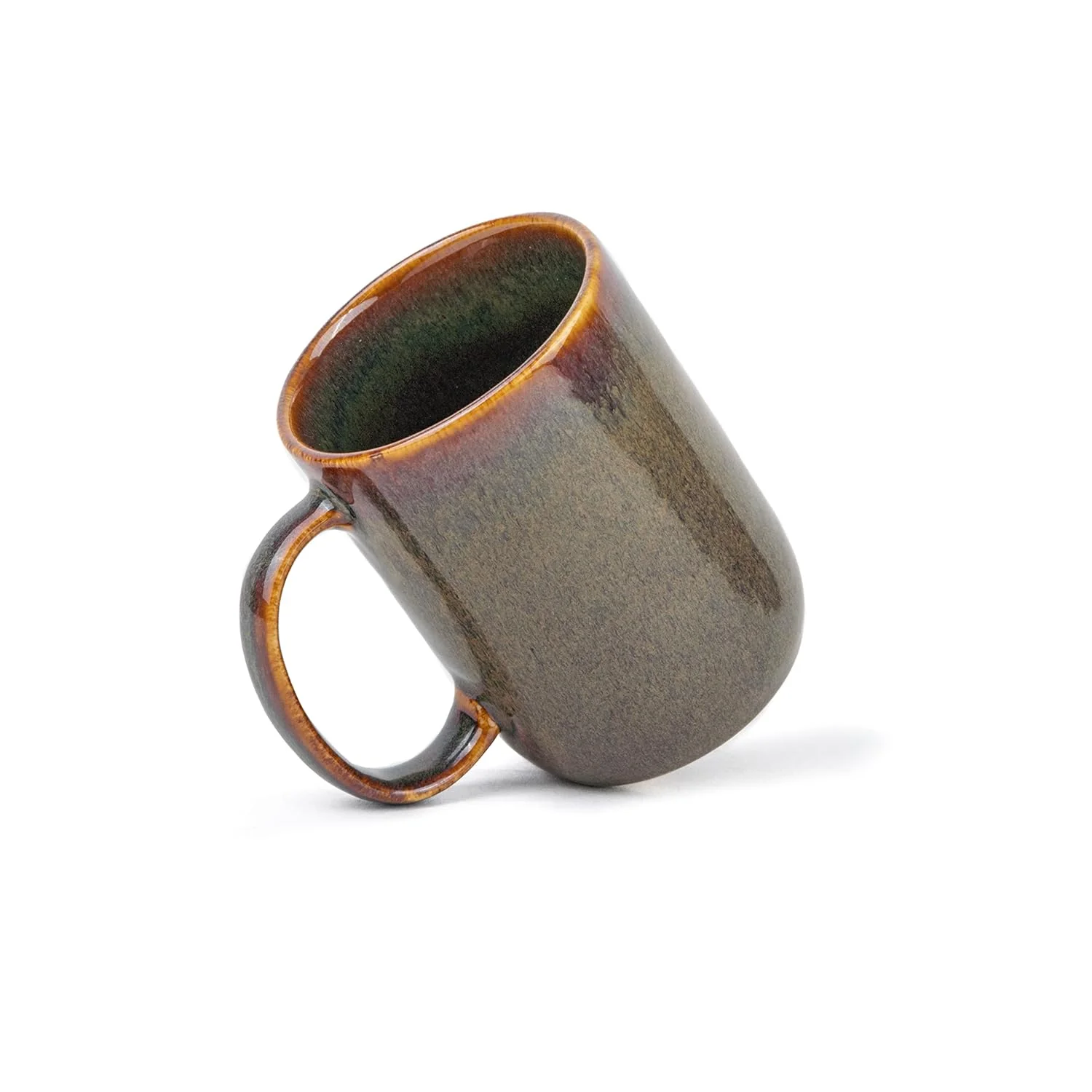 Large Ceramic Coffee Mug Set Of 2 - Brown Reactive, 400ml Each | Ceramic Tall Curvy Mug With Glossy Finish - Stoneware Mug For Coffee | Ceramic Coffee Mug - Microwave Safe & Dishwasher Safe - Image 4