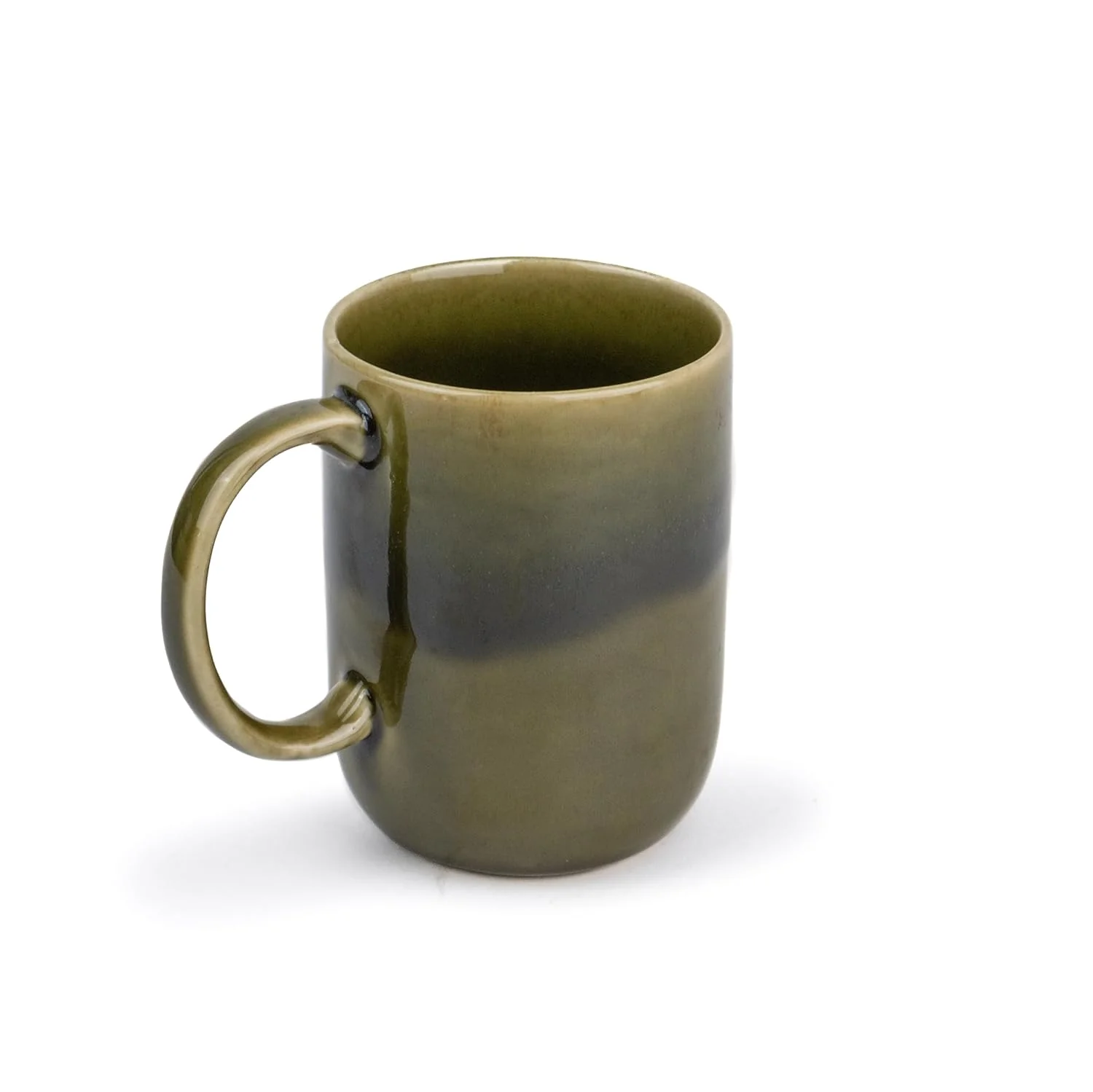 Large Ceramic Coffee Mug Set Of 2 - Mehndi Ombre, 400ml Each | Ceramic Tall Curvy Mug With Glossy Finish - Stoneware Mug For Coffee | Ceramic Coffee Mug - Microwave Safe & Dishwasher Safe - Image 2