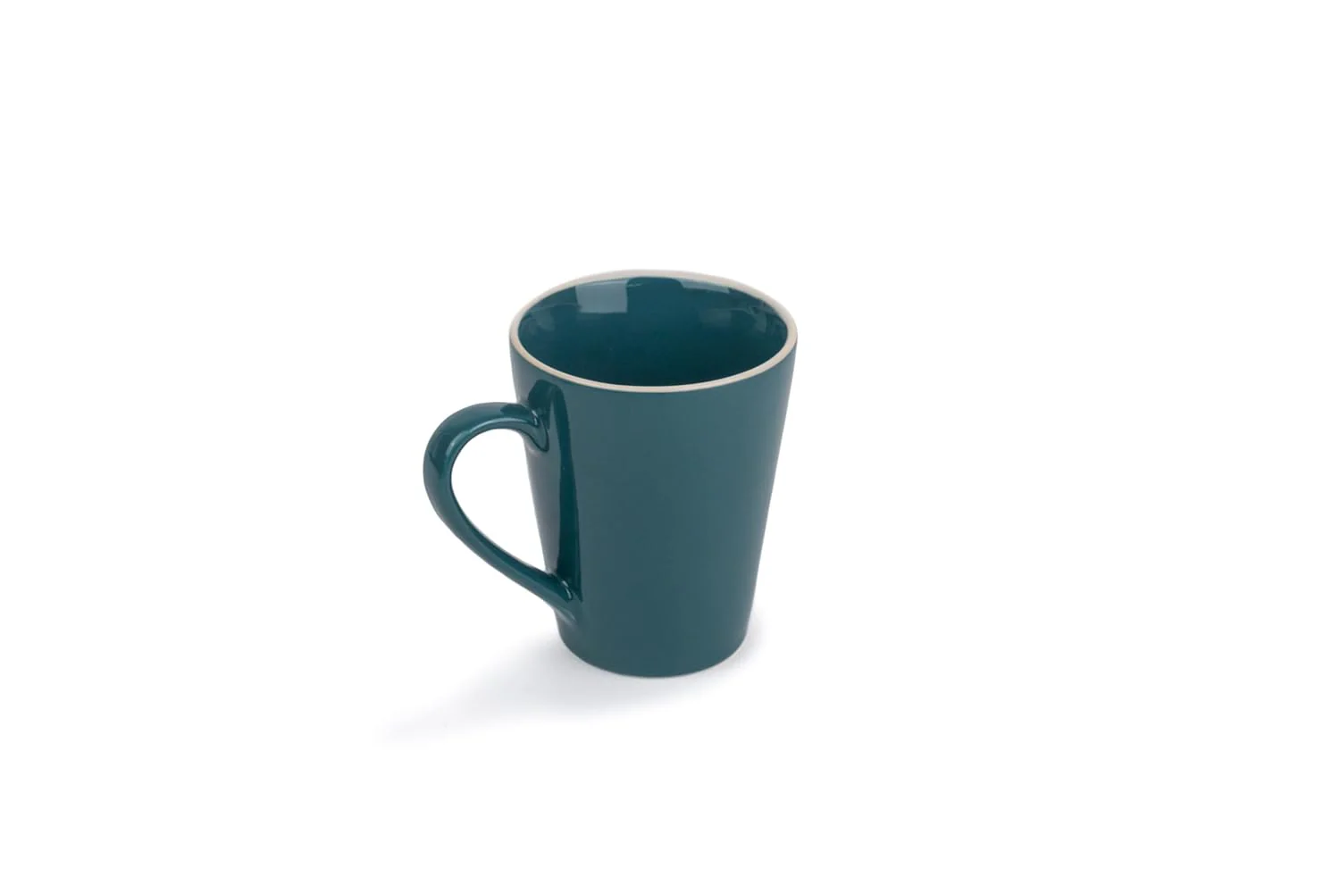 Large Ceramic Coffee Mug Set Of 2 - Teal Rim, 350ml Each | Teal Beauty Ceramic Mug - Tea Mug With Glossy Finish | Mug For Coffee - Ceramic Coffee Mug | Stoneware Coffee Cup - Microwave Safe - Image 2