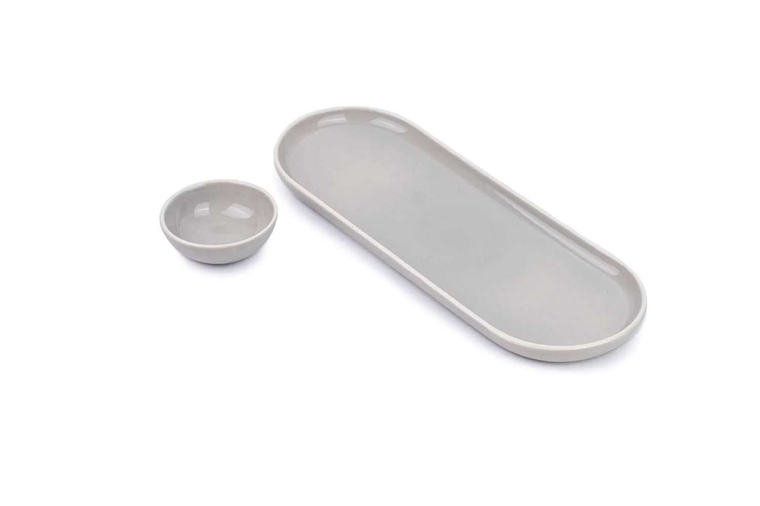 Large Oblong Ceramic Serving Platter, Grey Oblong Modern Series | Big Serving Plate Set - Platters Serving Set | Snacks Serving Plates - 1 Serving Platter + 1 Dip Bowl - Image 4