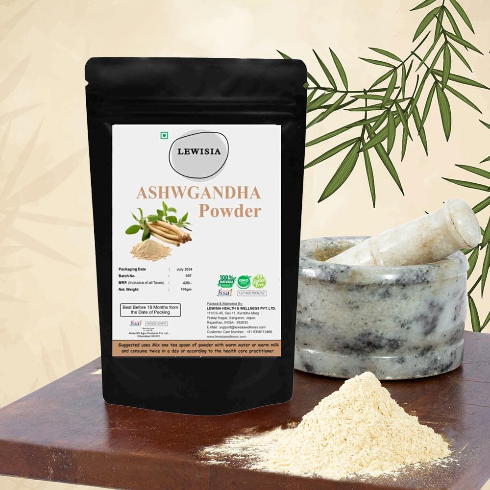 Lewisia In Organics Ashwagandha Root Powder Ashwagandha Churna For General Wellness, Immunity Booster & Improve Vigour, Stress Relief, Rejuvenates Mind & Body Made | 100gm 0.2lbs - Image 2