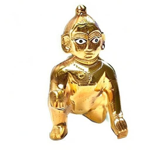 Lord Laddu Gopal Ji God Idol, Bal Gopal Ji, Kanha Ji, Brass, Gold - Size No.0, Gold Hand Painted Idol, Temple Pooja, Thakur Ji Idol - 3-4cm, Gift Item, Occasions & Festivals Of India, Statue - Image 3