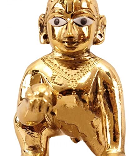 Lord Laddu Gopal Ji God Idol, Bal Gopal Ji, Kanha Ji, Brass, Gold - Size No.0, Gold Hand Painted Idol, Temple Pooja, Thakur Ji Idol - 3-4cm, Gift Item, Occasions & Festivals Of India, Statue - Image 4