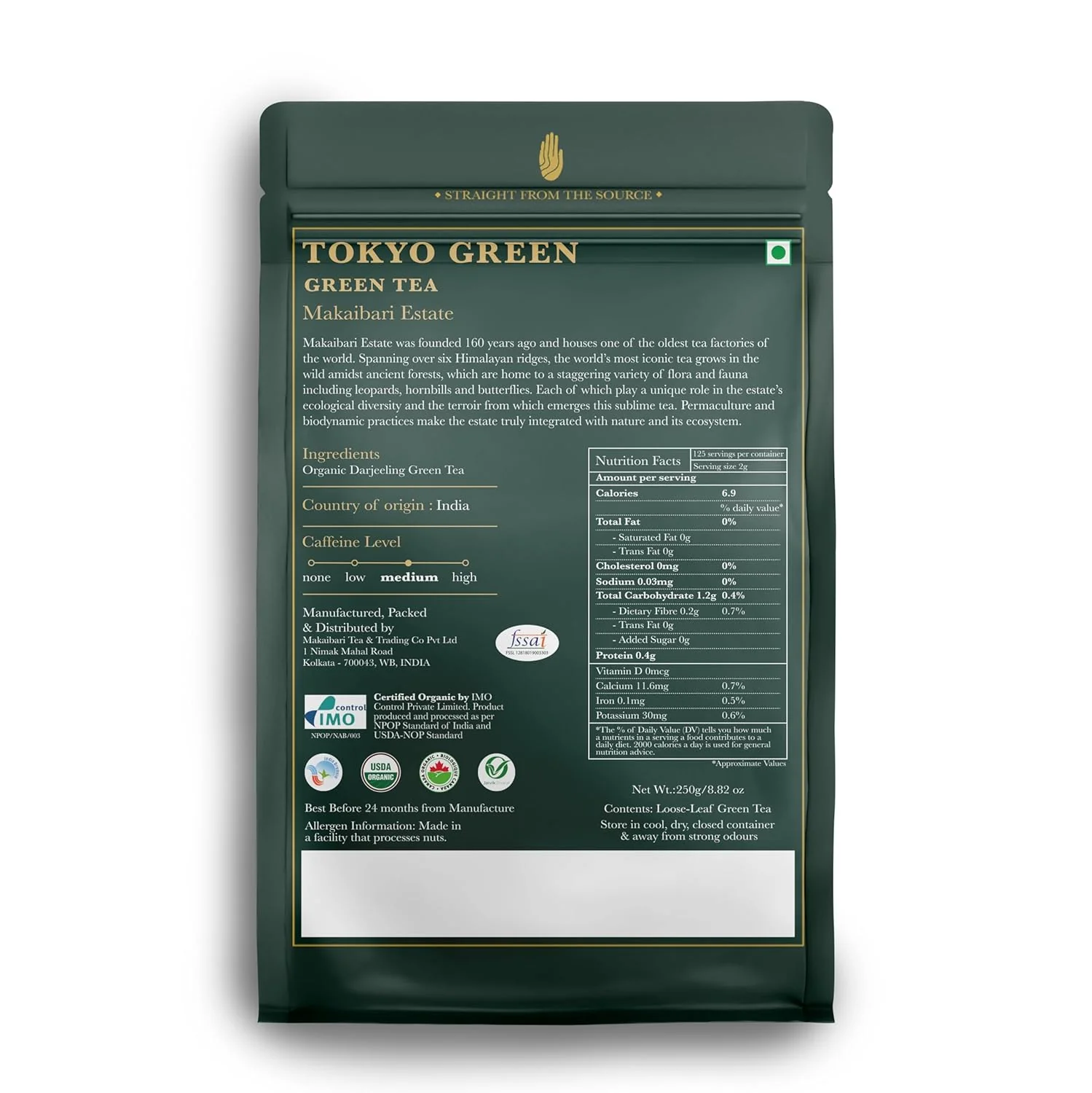 Luxmi Estates Tokyo Green Tea - 250gm, 8.8 Ounce, 125 Cups | USDA Organic Certified Green Tea - Low Caffeine Green Tea | Additives Free Loose Leaves, Rich In Antioxidants - Image 3