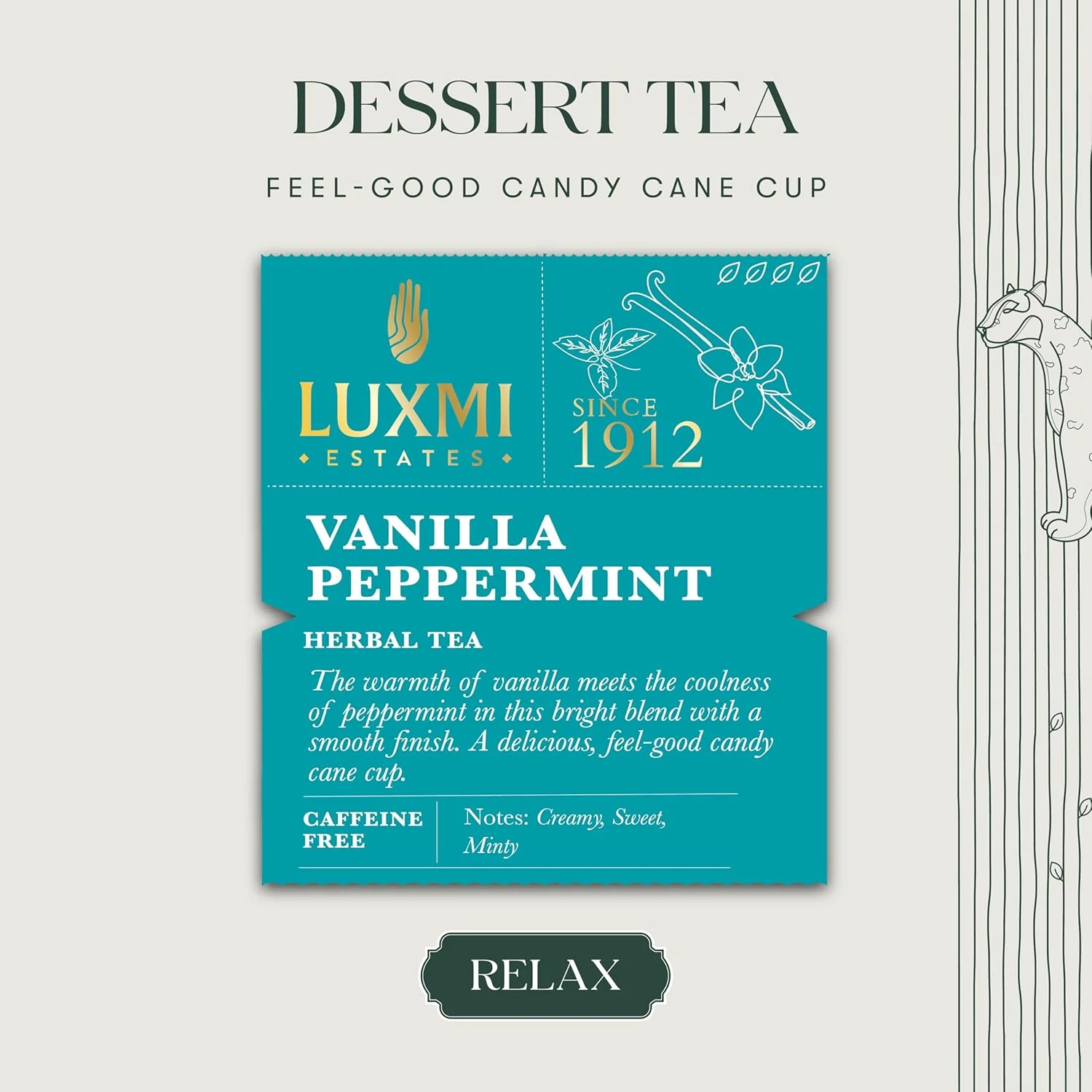 Luxmi Estates Vanilla Peppermint Herbal Tea - 50gm, 1.7 Ounce, 50 Tea Bags | USDA Certified Organic Herbal Tea - Gluten Free, Caffeine Free Tea Bags - Image 3