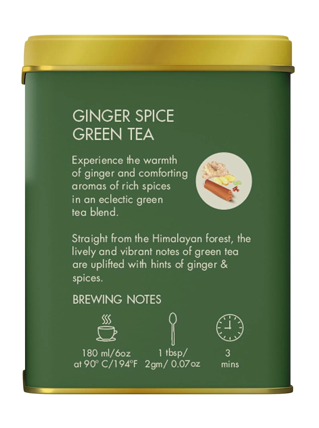 Makaibari Holiday Edition - Ginger Spice Loose Leaf Green Tea - 100gm Tin Caddy, 3.5 Ounce | USDA Certified Premium Tea - Low Caffeine Green Tea | Anti-Oxidants, Immunity Booster - Image 2