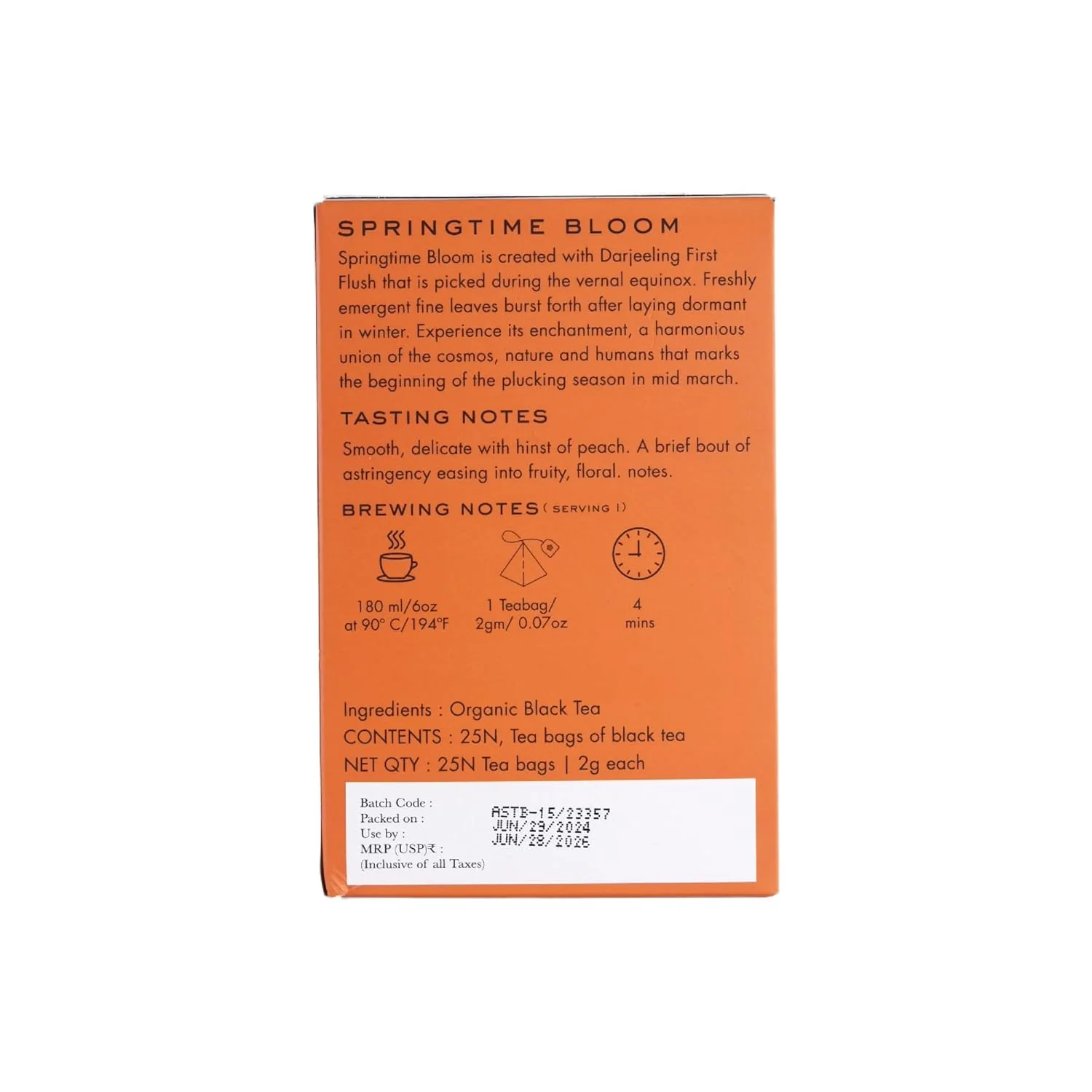 Makaibari Spring Time Bloom First Flush Black Tea - 50gm, 1.7 Ounce, 25 Tea Bags | Darjeeling Loose Leaf Black Tea - USDA Organic Certified Tea | Medium Caffeine - Tea Treasures - Image 4