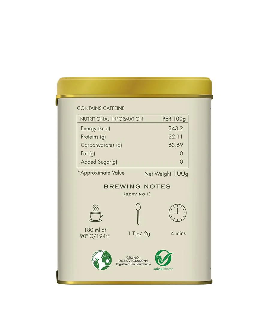 Makaibari Tea Treasures Silver Green Darjeeling Green Tea - 100gm Tin Caddy, 3.5 Ounce | USDA Certified Premium Loose Long Leaf Green Tea - Medium Caffeine Loose Leaves - Image 3
