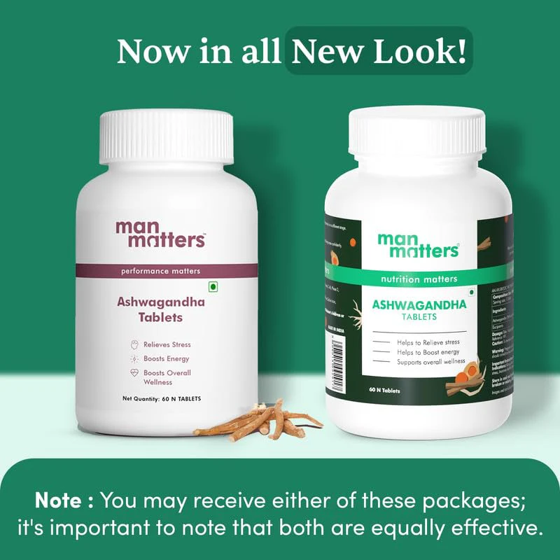 Man Matters Ashwagandha Tablets 500mg Improves Strength, Energy, & Overall Wellbeing Rejuvenates Mind & Body | 60 Tablets 100gm 0.2lbs - Image 2