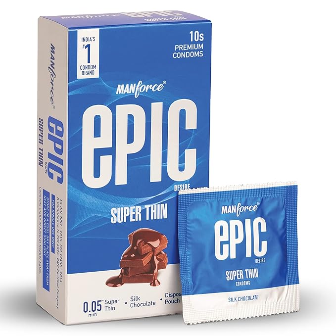 Manforce Epic Desire Super Thin Condoms For Men, Silk Chocolate Flavour (10 Counts) X Pack Of 4 - Image 2