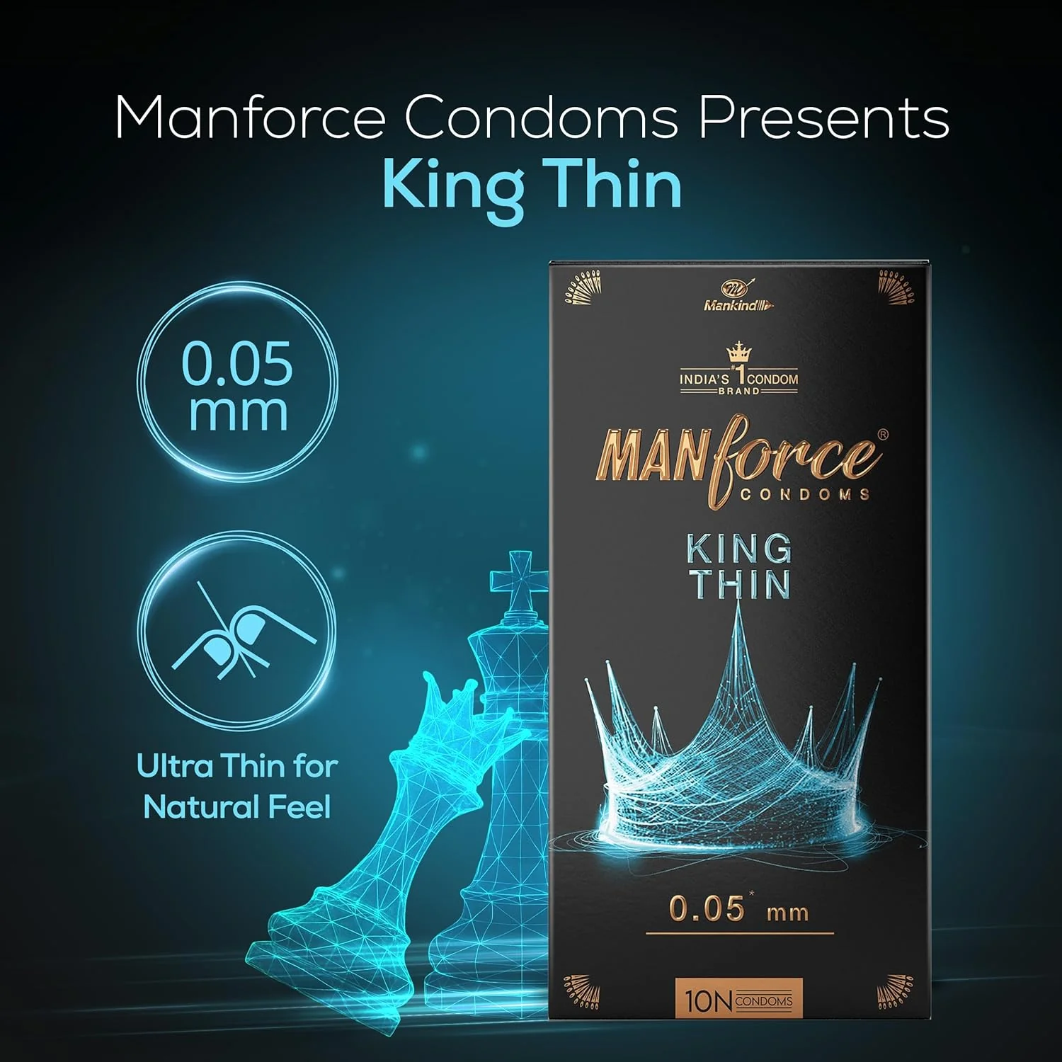 Manforce King Thin Ultra-thin Unflavoured Condoms, 10 Pieces - Image 4