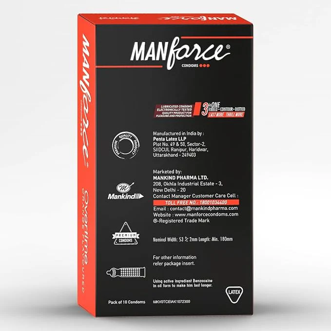 Manforce Overtime 3 In 1 Orange Flavour Condoms, 10 Count - Image 3