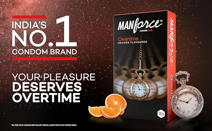 Manforce Overtime 3 In 1 Orange Flavour Condoms, 10 Count - Image 6
